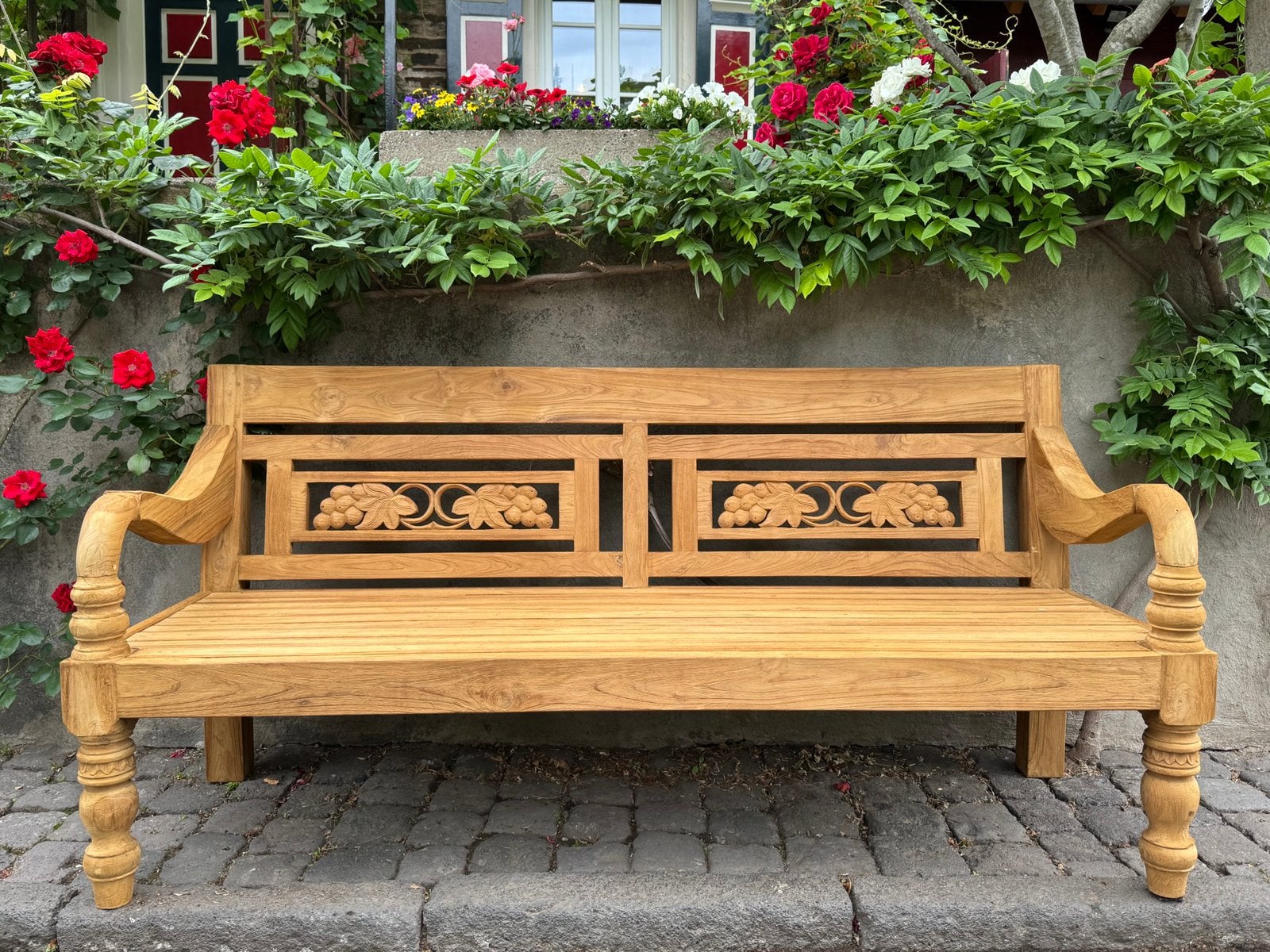Stationsbank Teak Loungemodel / 200 cm / Robuust / Showmodel, Ophalen of Verzenden, Zo goed als nieuw, Teakhout