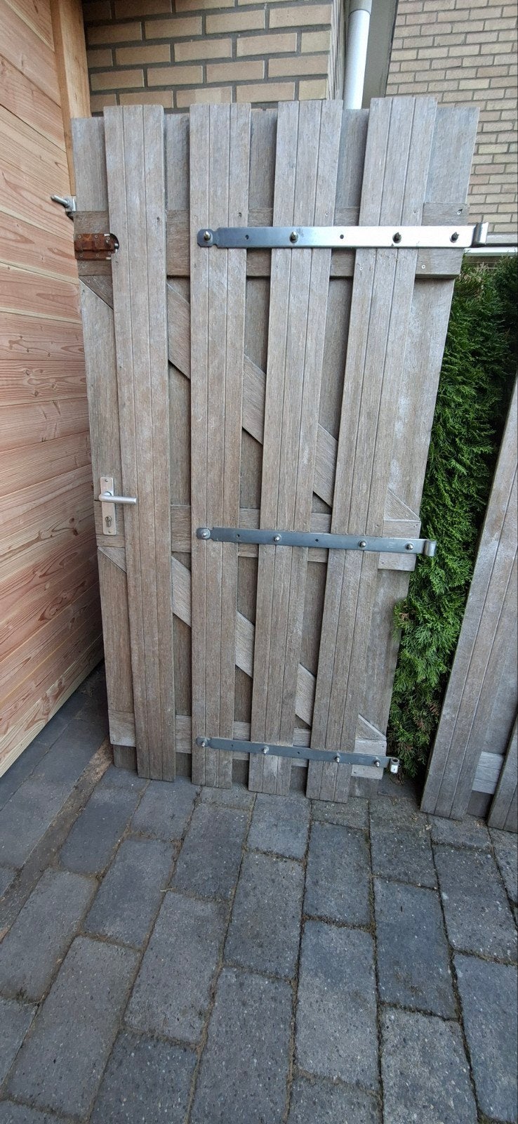 Houten Tuinpoort met Beslag - Gebruikt, Ophalen, Minder dan 3 meter, Hout, 1 tot 2 meter