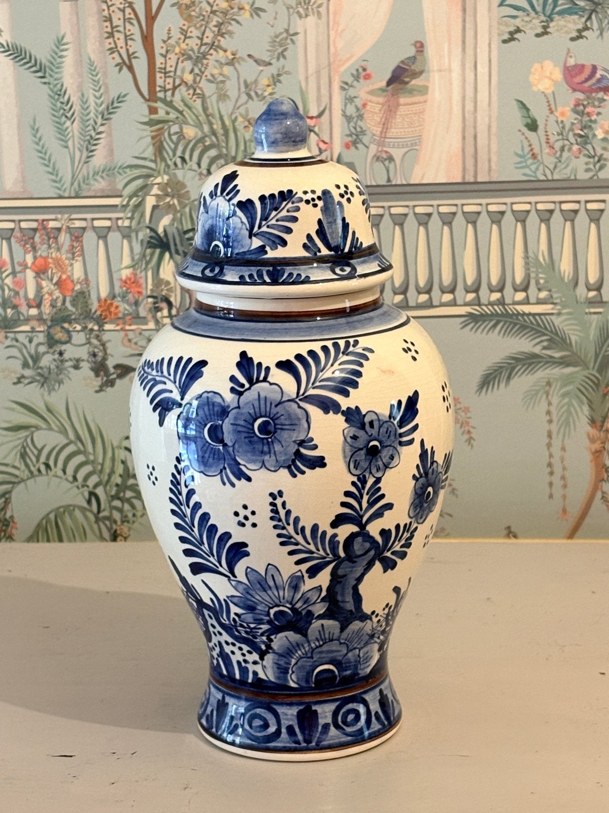 Delfts Blauwe Dekselvaas H. Reumers - Handgeschilderd 30cm, Ophalen of Verzenden