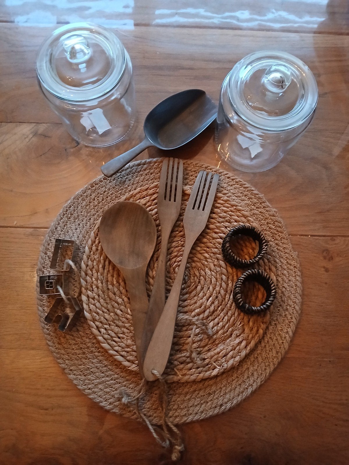 Keukenaccessoires set: voorraadpotten, houten bestek, etc., Huis en Inrichting, Overige typen, Nieuw, Ophalen of Verzenden, Meerkleurig