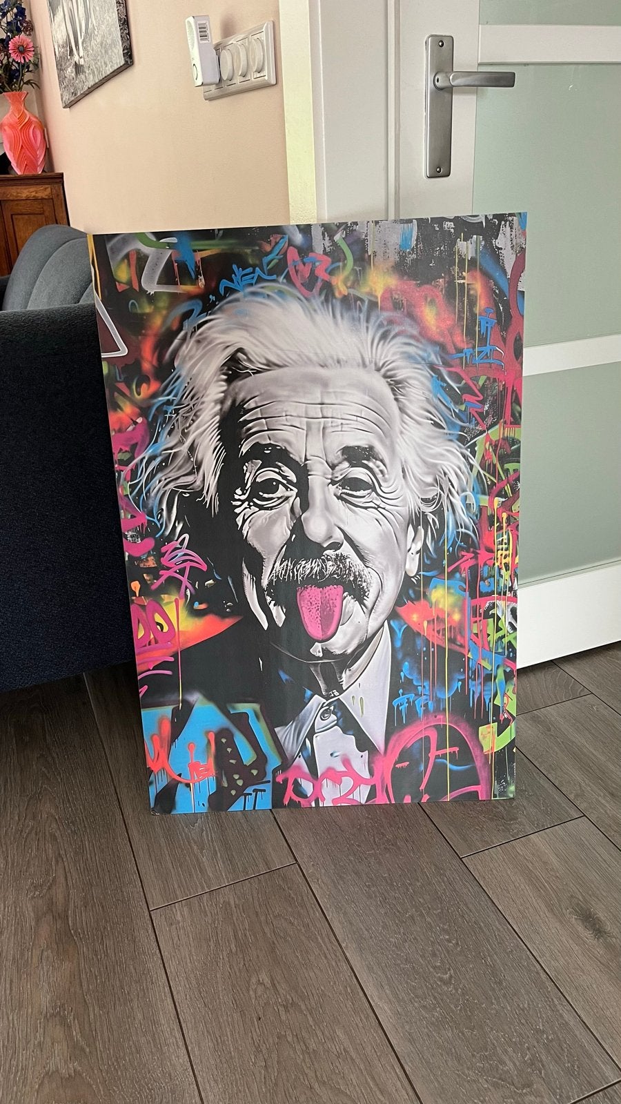 Einstein Pop Art Canvas Schilderij - 60x90cm, Ophalen