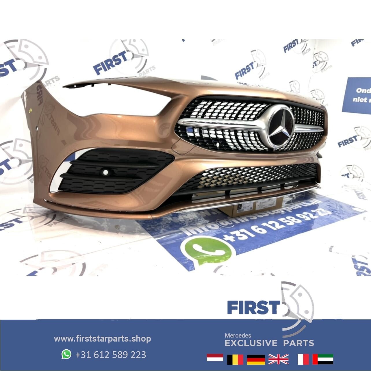 W118 CLA AMG LINE VOORBUMPER ROSE GOLD origineel Mercedes 20, Gebruikt, -, Voor, Ophalen of Verzenden