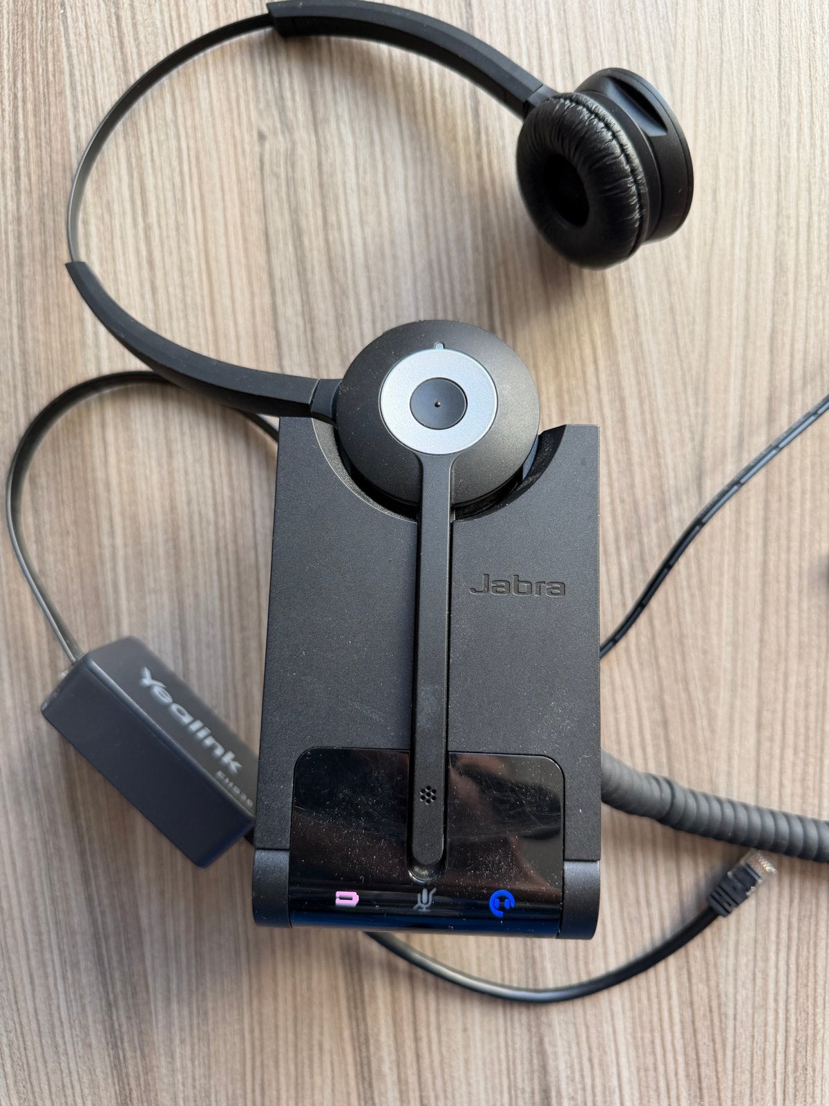Jabra Dual Headset EHS36, met Yealink Adapter + Basisstation, Ophalen of Verzenden, Zo goed als nieuw, Over-ear, Jabra