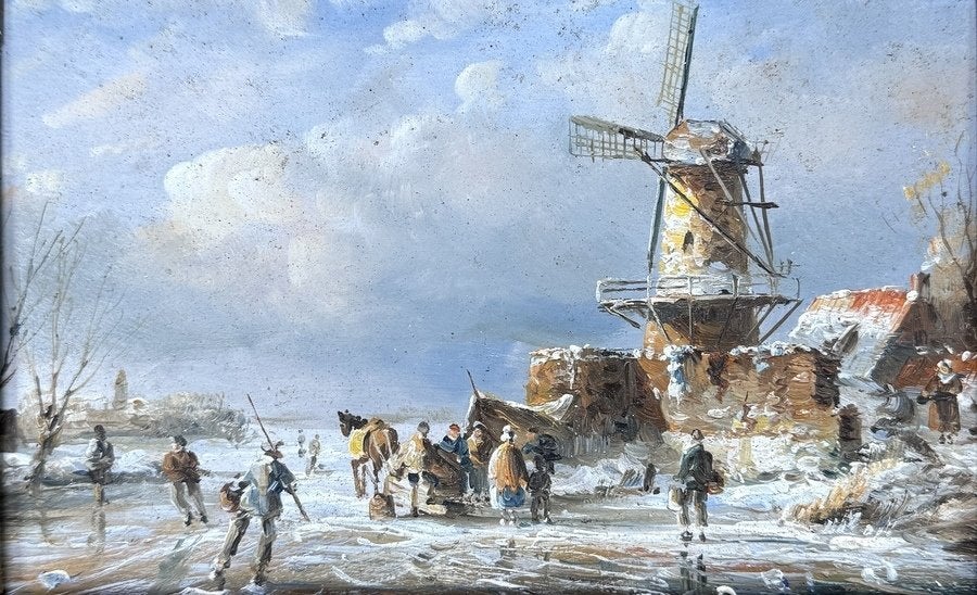 104. Olieverfschilderij – winters tafereel, 20e eeuw, Ophalen