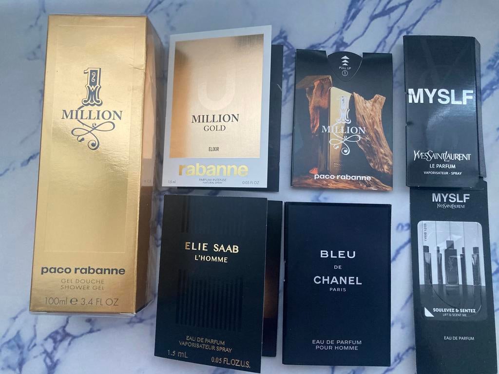 PACO  RABANNE~1 MILLION SHOWERGEL + SAMPLES, YSL, CHANEL,, Sieraden, Tassen en Uiterlijk, Uiterlijk | Parfum, Verzenden, Nieuw