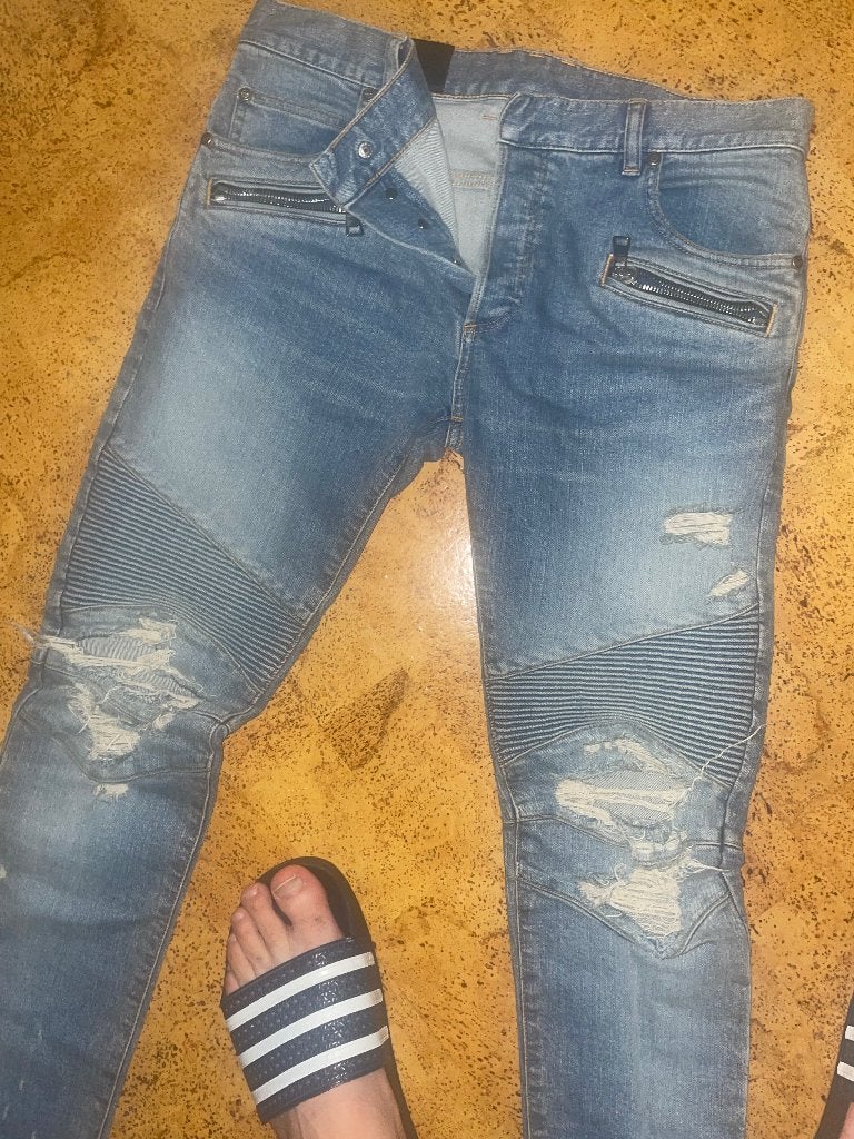 balmain broek, Ophalen of Verzenden, Zo goed als nieuw, Blauw, W33 - W34 (confectie 48/50)