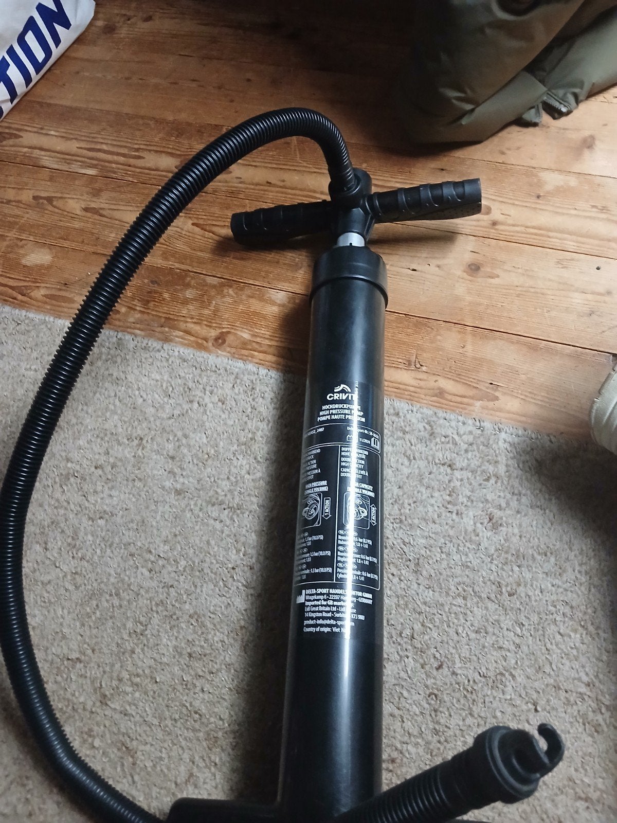 Crivit Hogedrukpomp - SUP Pomp met Manometer, Ophalen, Zo goed als nieuw, Handmatig