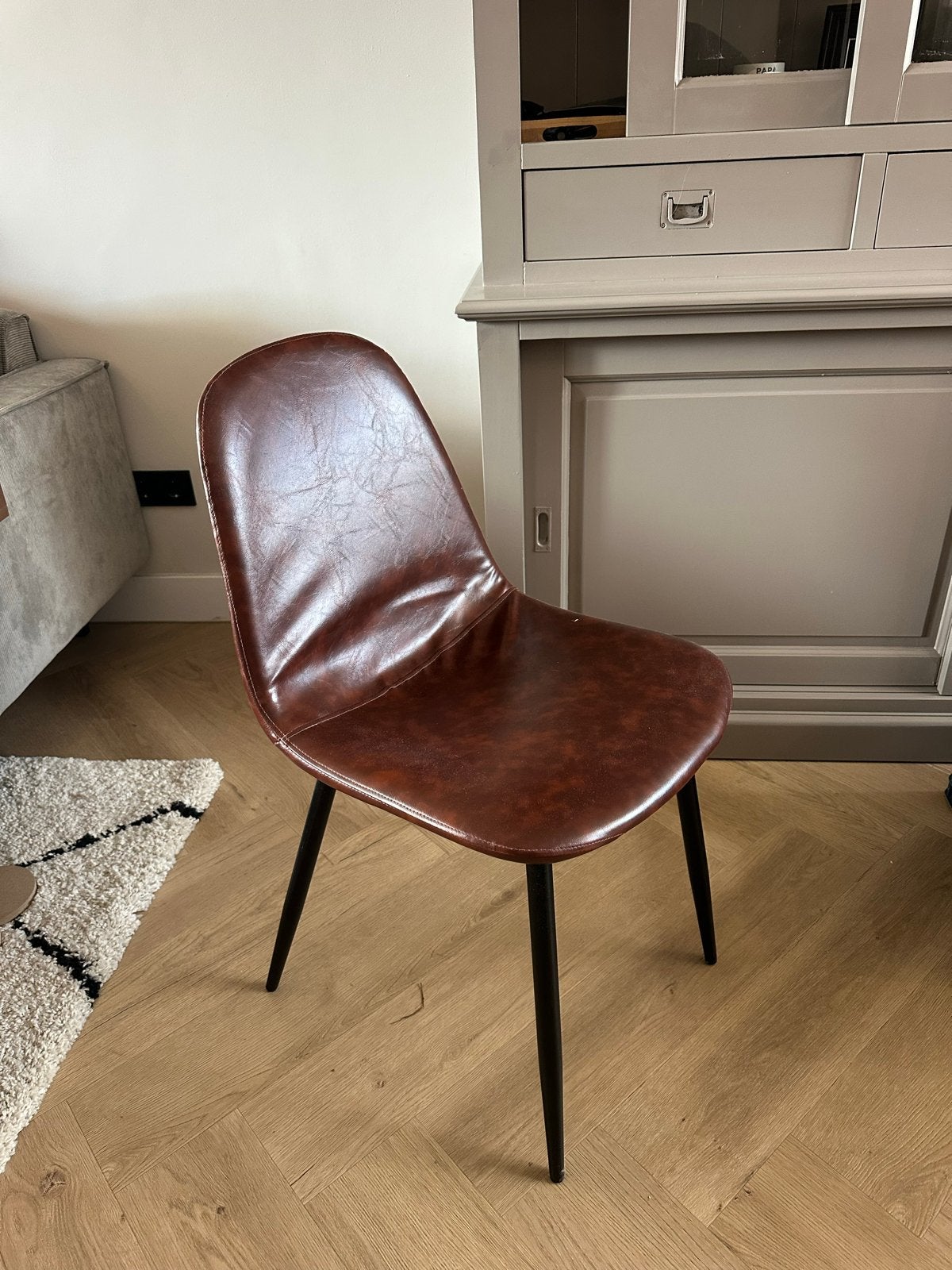 Set van 4 bruine stoelen, Ophalen, Gebruikt, Bruin, Leer