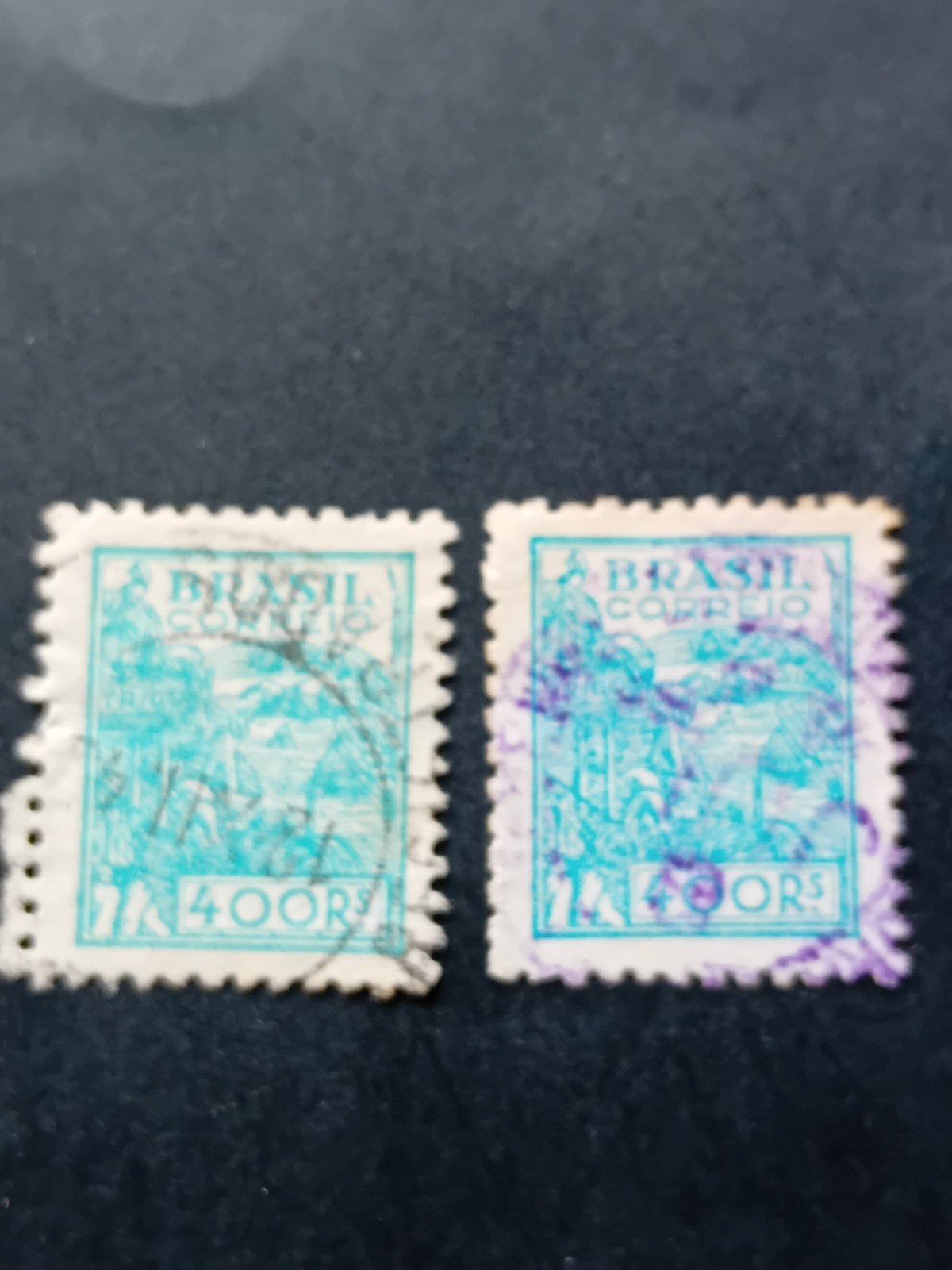 2 Gestempelde Braziliaanse postzegels 400 Rs, Postzegels en Munten, Postzegels | Amerika, Ophalen of Verzenden, Zuid-Amerika