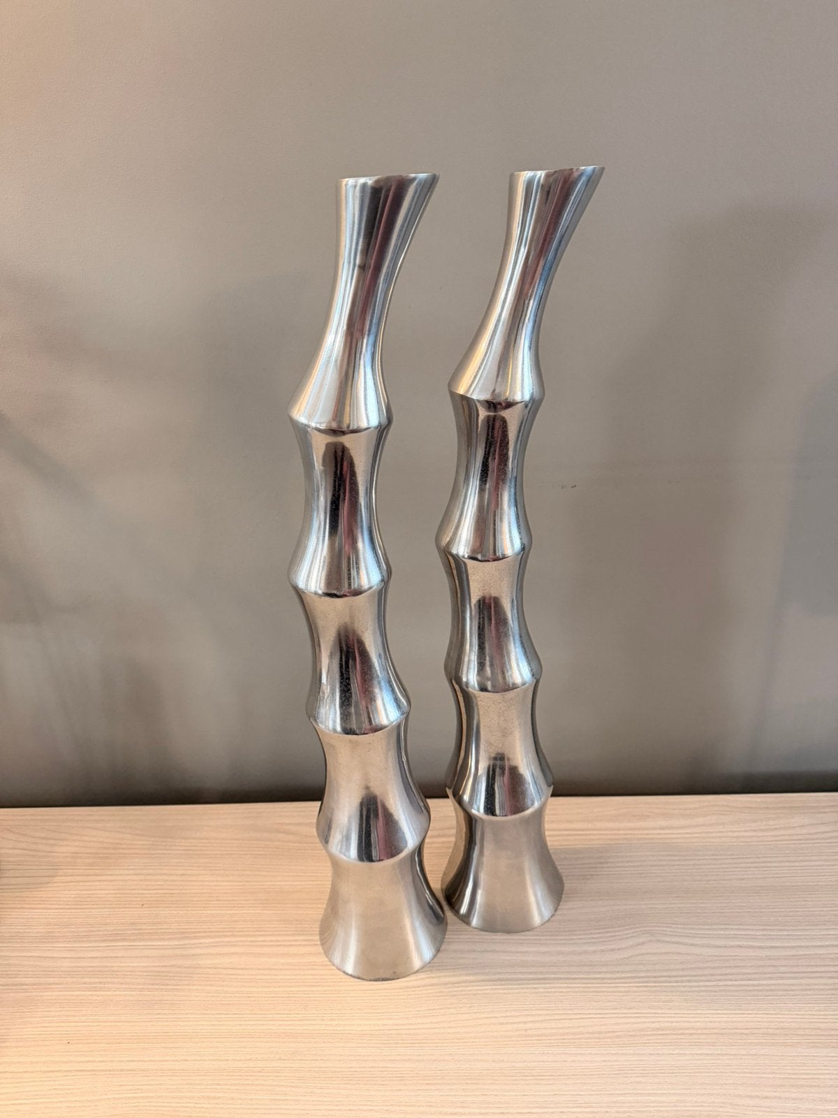 Set van 2 vazen (chroom) 65cm hoog! VOOR  MAAR 12,50€, Ophalen, Zo goed als nieuw
