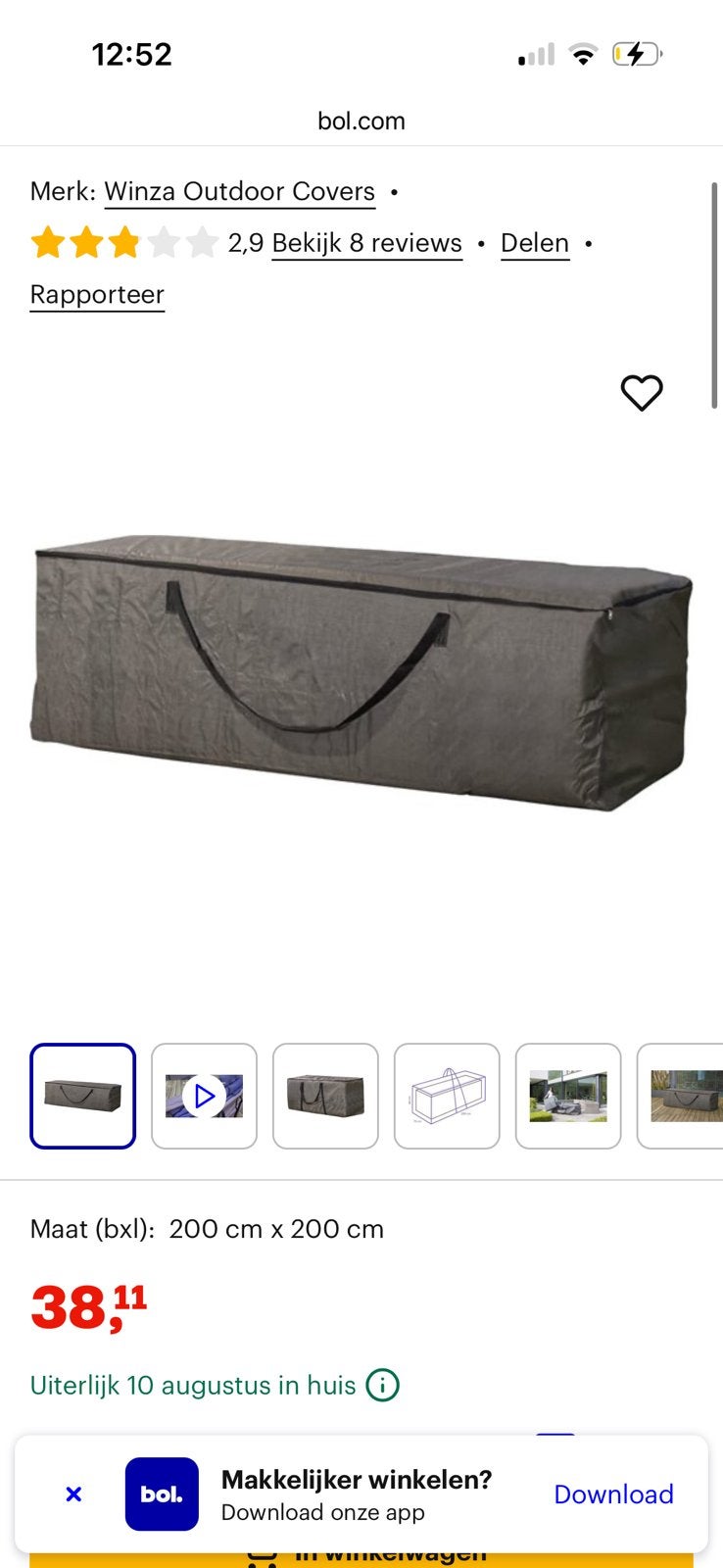 Kussenhoes Winza Outdoor Covers - Premium - Lounge Kussentas, Ophalen of Verzenden, Zo goed als nieuw