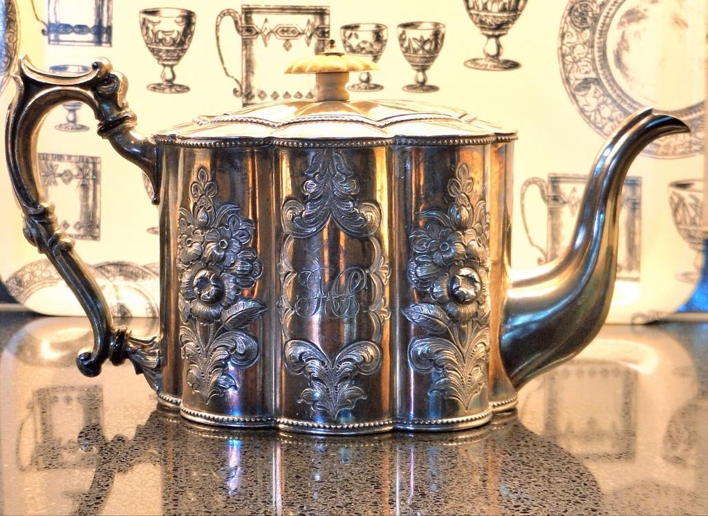 Antieke Verzilverde Tinnen Theepot, ca. 1918, Ophalen of Verzenden