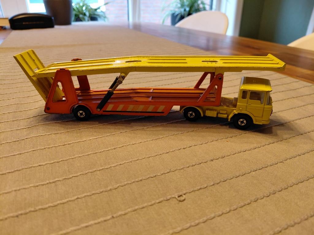 Te koop: een Matchbox Super Kings K-11 DAF Autotransporter. , Ophalen, Gebruikt, Bus of Vrachtwagen, Matchbox
