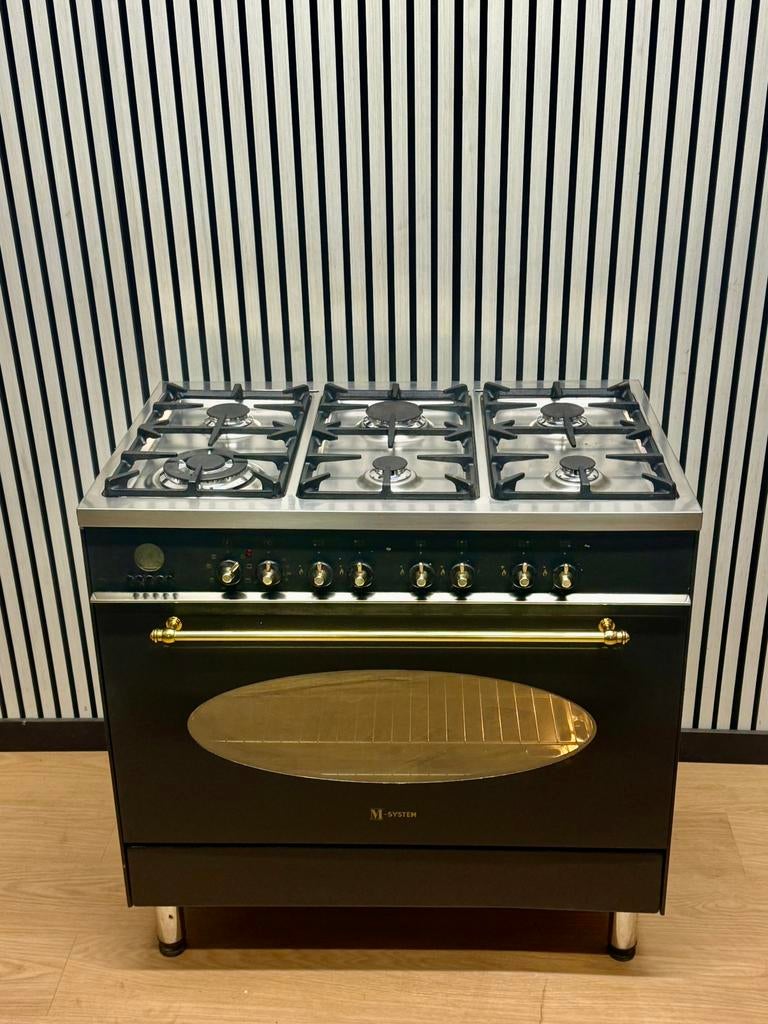 Luxe M-System 6 pits Fornuis multifunctioneel 90x60 cm, Fornello Esperta, Refurbished, Ophalen of Verzenden, Energieklasse A of zuiniger