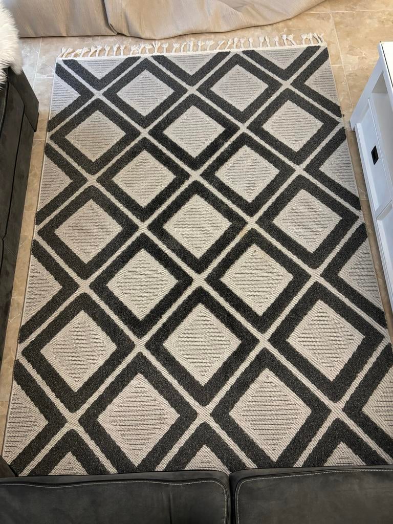 Rechthoekig Tapijt vloerkleed 160x230 cm ruitpatroon, Gebruikt, 150 tot 200 cm, 200 cm of meer, Ophalen of Verzenden