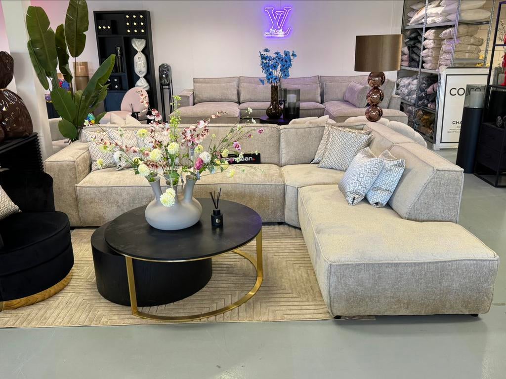 Luxe Velvet Teddy Hoekbank Richard 315x250cm Beige Sand NEW, Info@oosterbaanwonen.nl, Hoekbank, Ophalen of Verzenden, Venus 31 8448 CE Heerenveen