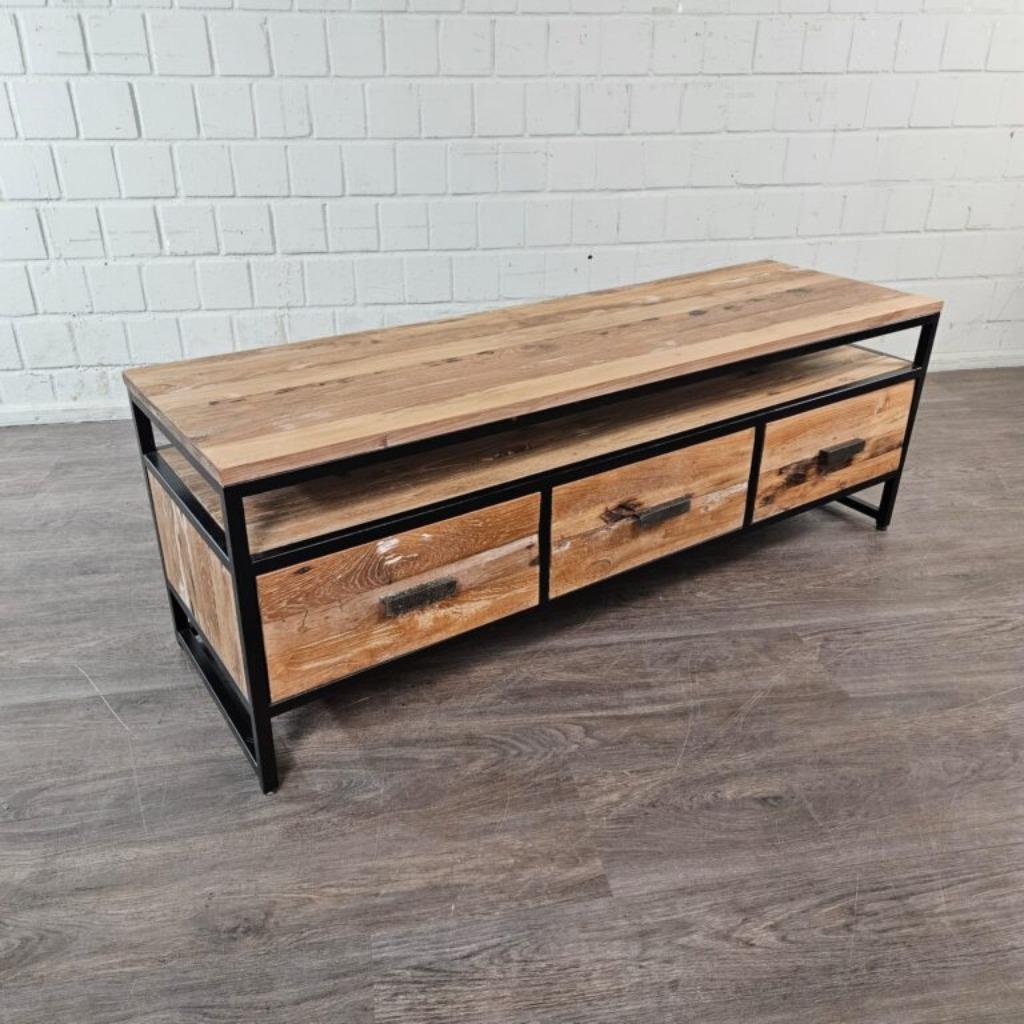 26129 Lowboard TV-Meubel Teak 1,30 m, Ophalen, 100 tot 150 cm, Teakhout, Nieuw