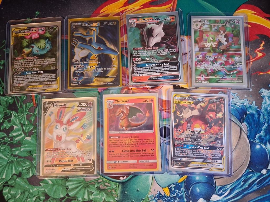 7 pokemon kaarten, Ophalen of Verzenden, Zo goed als nieuw, Meerdere kaarten, Foil