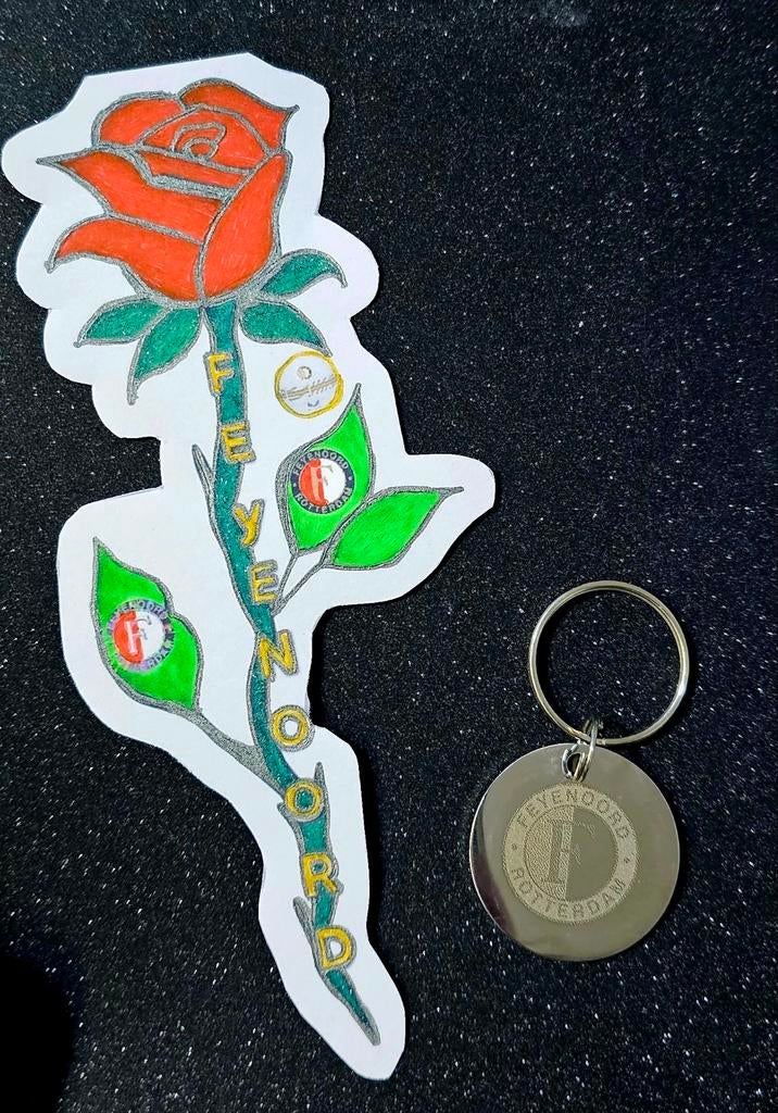 Feyenoord Roos Kaart & Sleutelhanger, Ophalen of Verzenden, Nieuw, Feyenoord, Overige typen