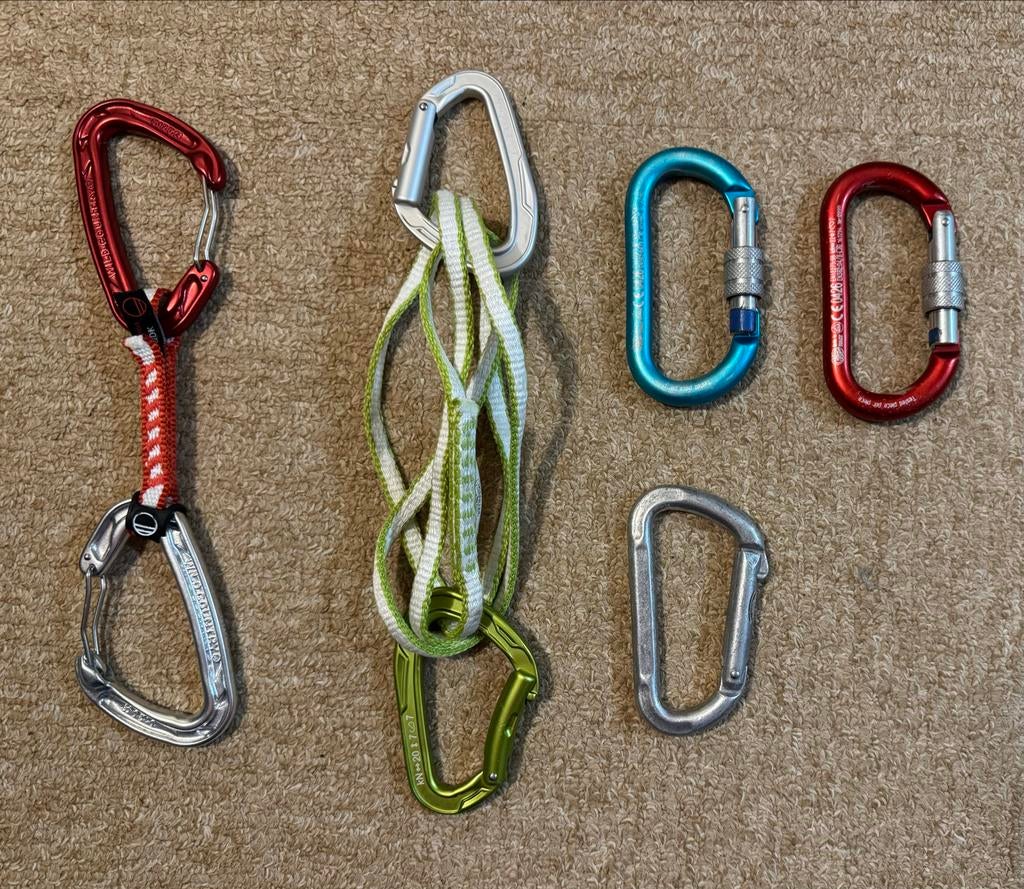 Klimset: Quickdraws, Karabiners - Wild Country, Edelrid, Kon, Ophalen of Verzenden, Gebruikt, Overige typen