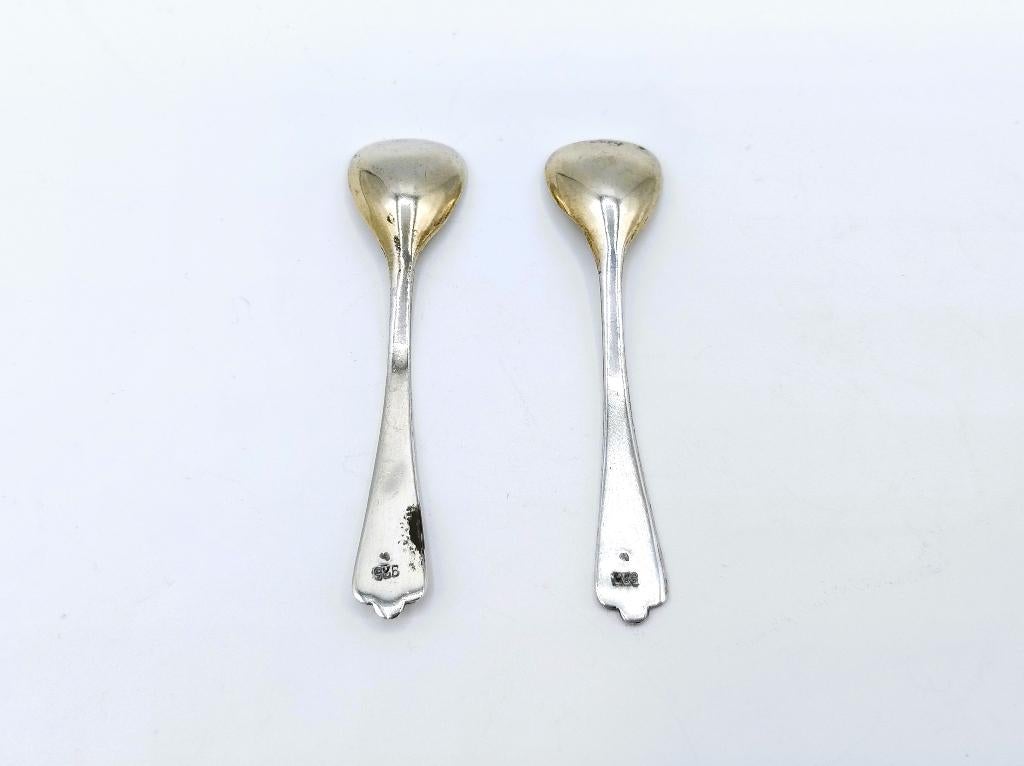 2 Zilveren zoutlepels, 925, Verzenden, Zilver