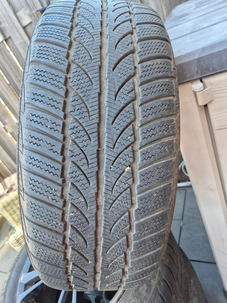 4 mooie zwarte aluminium velgen, met zeer goede winterbanden, Auto-onderdelen, Banden en Velgen, Velg(en), 16 inch, Winterbanden