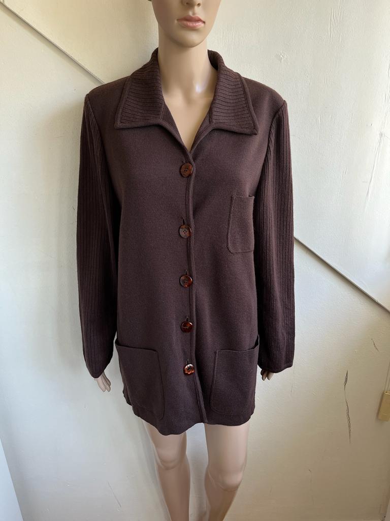 Devernois vest bruin maat 46 wol acryl, Kleding | Dames, Ophalen of Verzenden, Zo goed als nieuw, Maat 46/48 (XL) of groter, Bruin