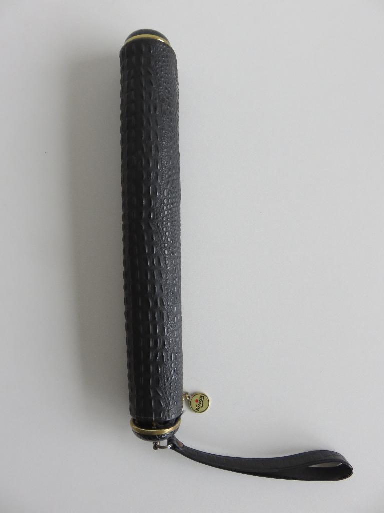 Vintage luxe Knirps zwarte paraplu met kunstleer hoes, Ophalen of Verzenden, Zo goed als nieuw, Zwart