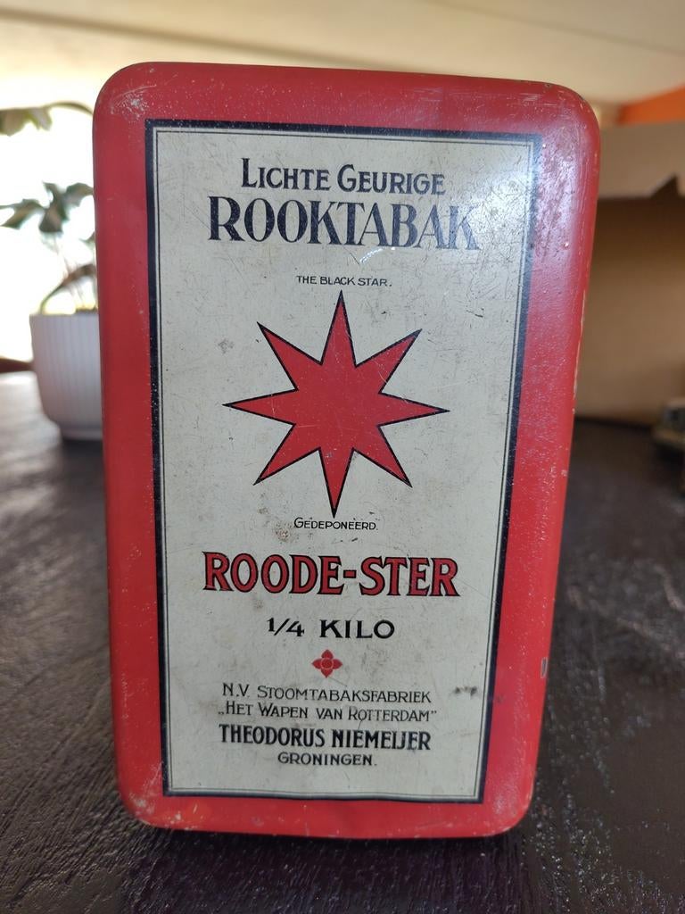 Vintage tabak blik Roode Ster, Ophalen of Verzenden, Gebruikt