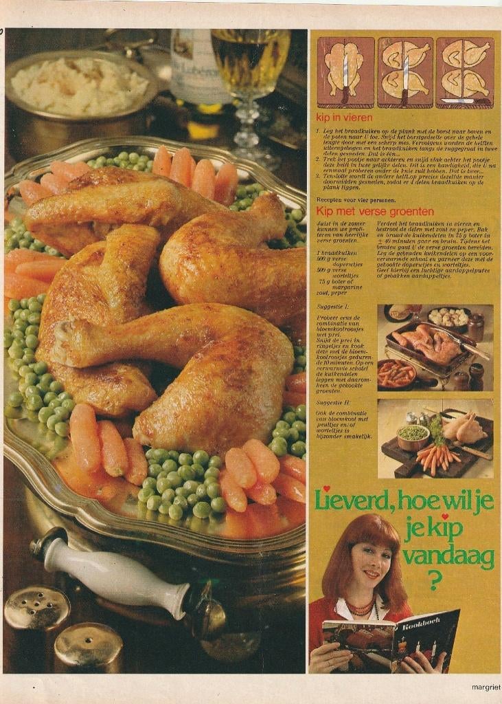 retro reclame 1977 Kip vlees hoe wil jij je kip vandaag?, Ophalen of Verzenden, Overige typen