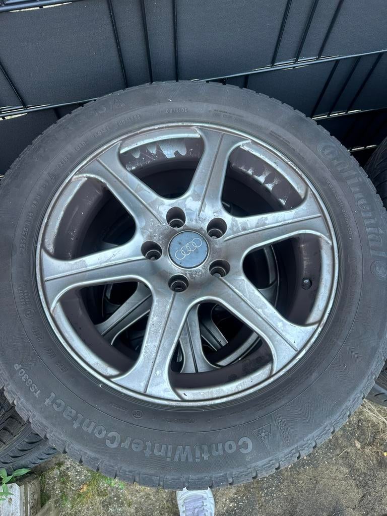 Audi winterset continental 225/55/16, Auto-onderdelen, Gebruikt, 16 inch, Banden en Velgen, Personenwagen