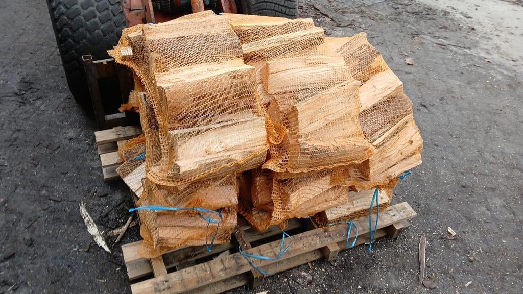 Haardhout in grote netzakken 40L - direct stookklaar!🔥🪵, 6 m³ of meer, Ophalen of Verzenden, Blokken