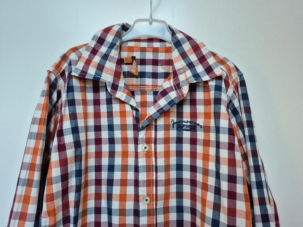 C&A CHIPS & CHEPS oranje / wit / blauw / rood geruit hemd, Gebruikt, C&A, Overhemd of Blouse, Ophalen of Verzenden