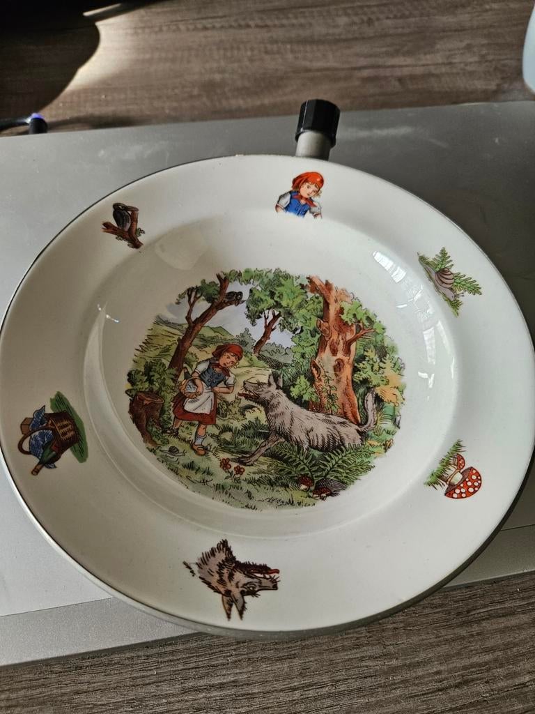 Vintage kinderbord Roodkapje jaren 50 van porselein, Ophalen of Verzenden