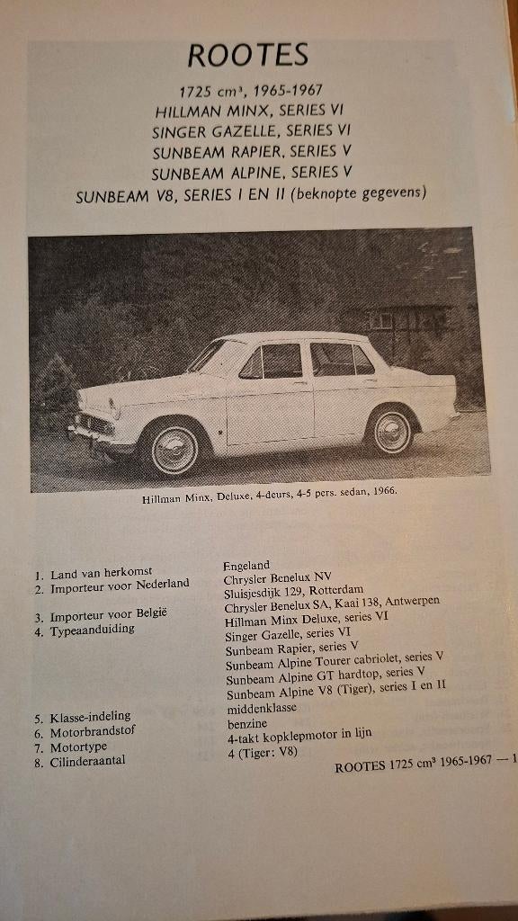 Rootes handleiding 1725 cm3 1965-1967, Auto diversen, Handleidingen en Instructieboekjes, Verzenden