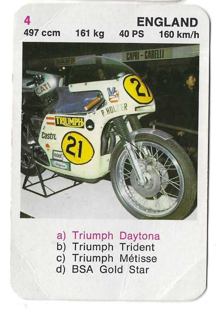 Kwartetkaart Triumph Daytona, Ophalen of Verzenden, Gebruikt, Motoren