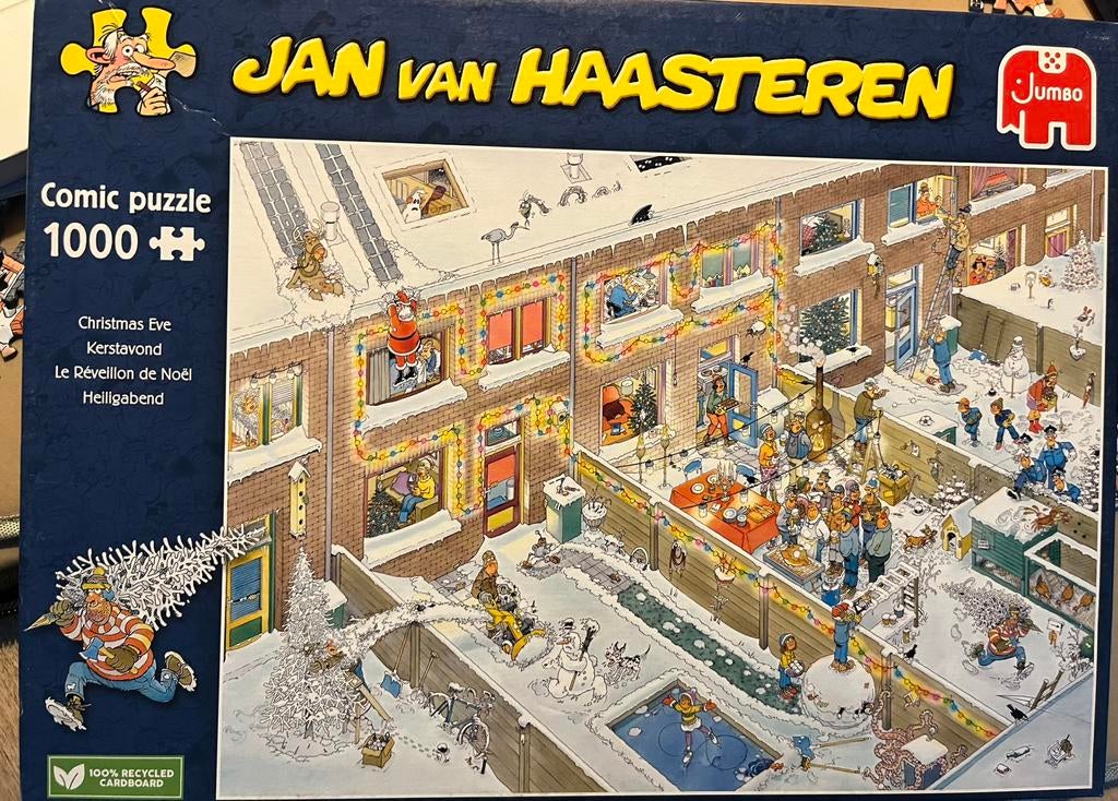 Jan van Haasteren 1000 stukjes -kerstavond-, Ophalen of Verzenden, 500 t/m 1500 stukjes, Zo goed als nieuw
