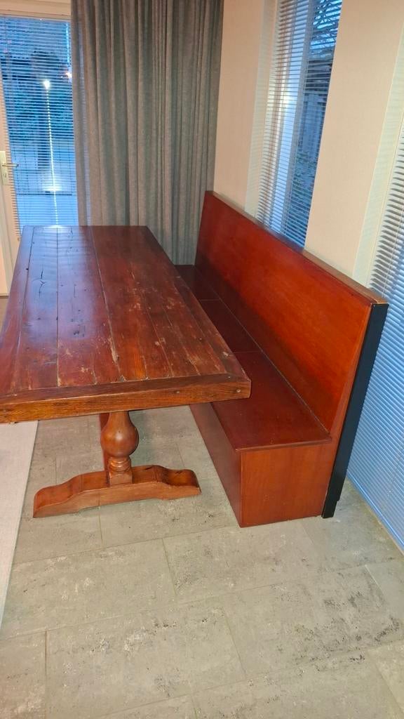 Klepbank, kersenkleur gebeitst, 230 cm, Ophalen, Gebruikt, Landelijk