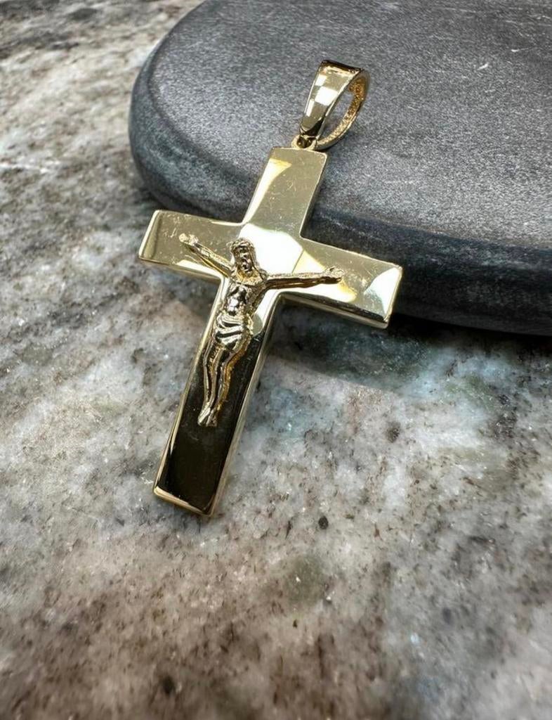 18K Gouden Kruis Hanger, Sieraden, Tassen en Uiterlijk, Kettinghangers, Ophalen of Verzenden, Nieuw, Goud, Kruis of Symbool