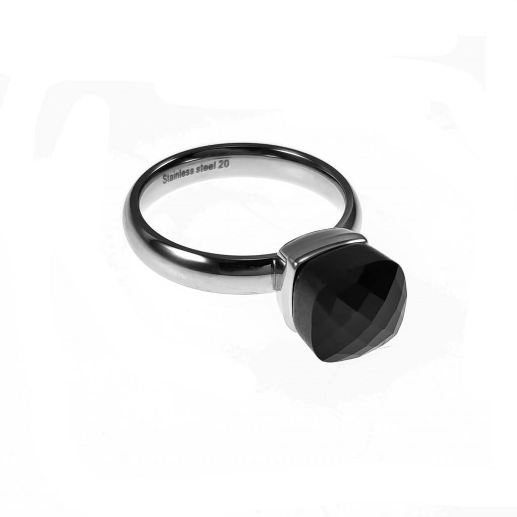Solitaire Ring + Zwarte Kristal Stalen Zilverkleur Dames, Met kristal, Birgitta-Gracht 33, 6465 EL Kerkrade, Nederland, 19 tot 20