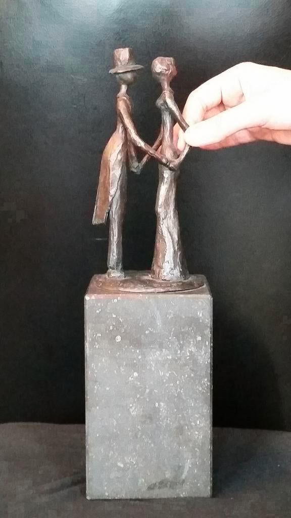 Brons beeld verliefd ,romantic formal bronzen figure, Antiek en Kunst, Antiek | Koper en Brons, Brons, Ophalen of Verzenden