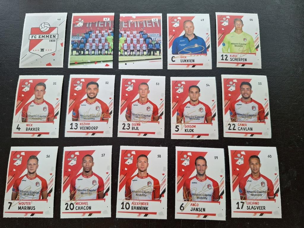 Complete set stickers FC Emmen 2018-19, Ophalen of Verzenden, Nieuw, Overige binnenlandse clubs, Poster, Plaatje of Sticker