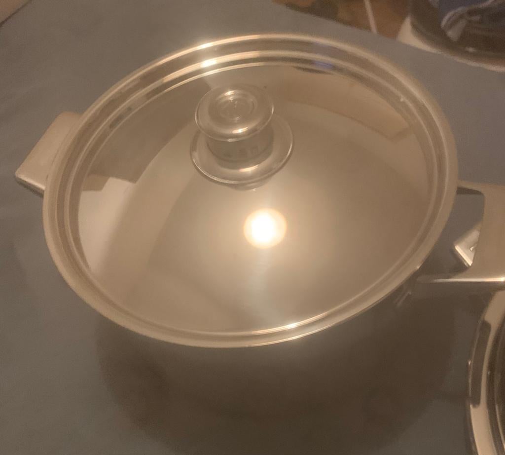 Pannen te koop nieuw, Ophalen of Verzenden, Zo goed als nieuw, Rvs, Pannenset