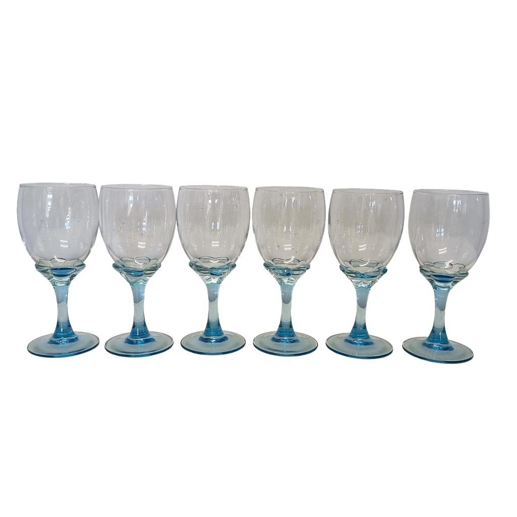 Luminarc France wijnglazen met blauwe voet, Ophalen of Verzenden, Zo goed als nieuw, Overige typen