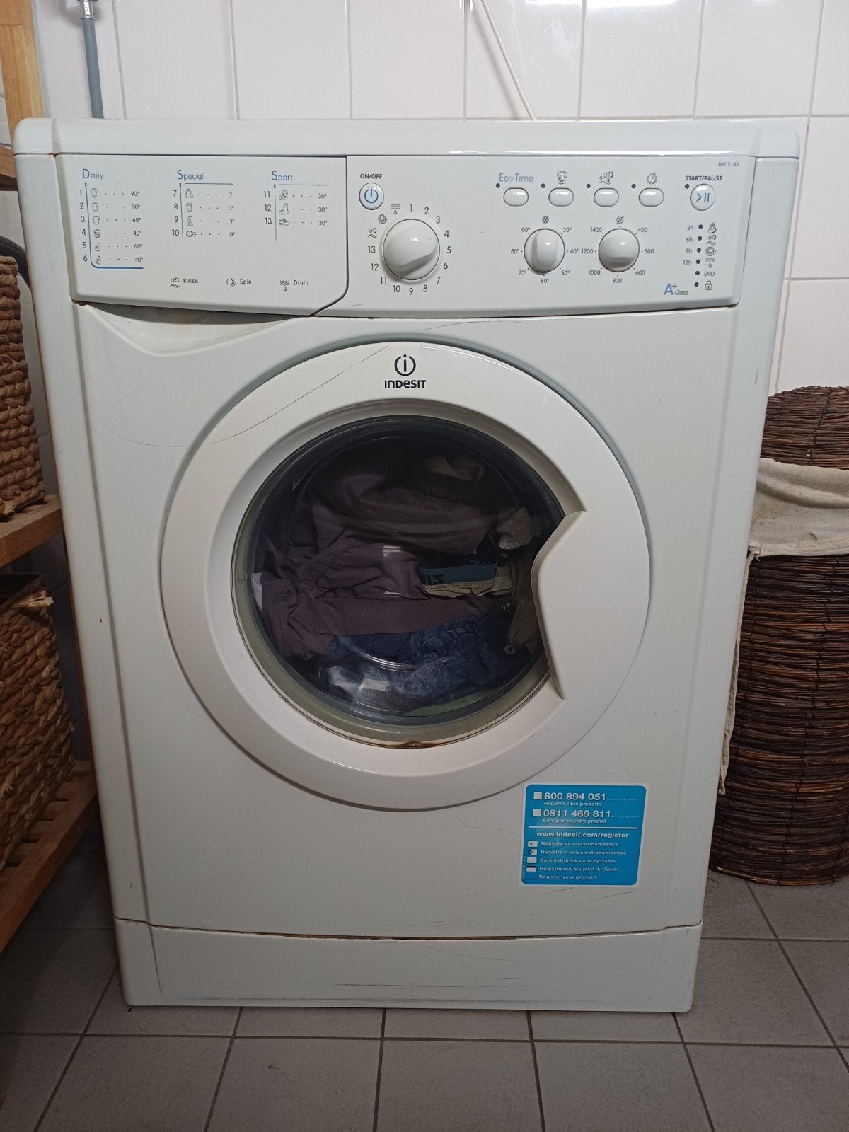 Indesit IWC5145 Wasmachine - Voorlader, A+ Klasse, Witgoed en Apparatuur, Wasmachines, Ophalen, 1200 tot 1600 toeren, Gebruikt