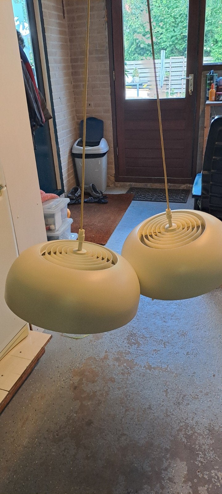 2x IKEA Hanglamp Metaal/Kunststof - 15cm H, 44cm Ø, Huis en Inrichting, Ophalen of Verzenden, Gebruikt, Kunststof