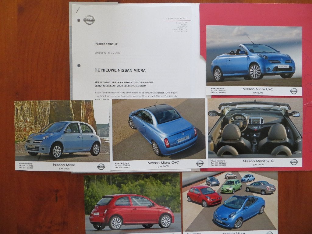 Nissan Micra persmap (juni 2005) o.a. 6 persfoto’s, Ophalen of Verzenden, Nieuw, Nissan