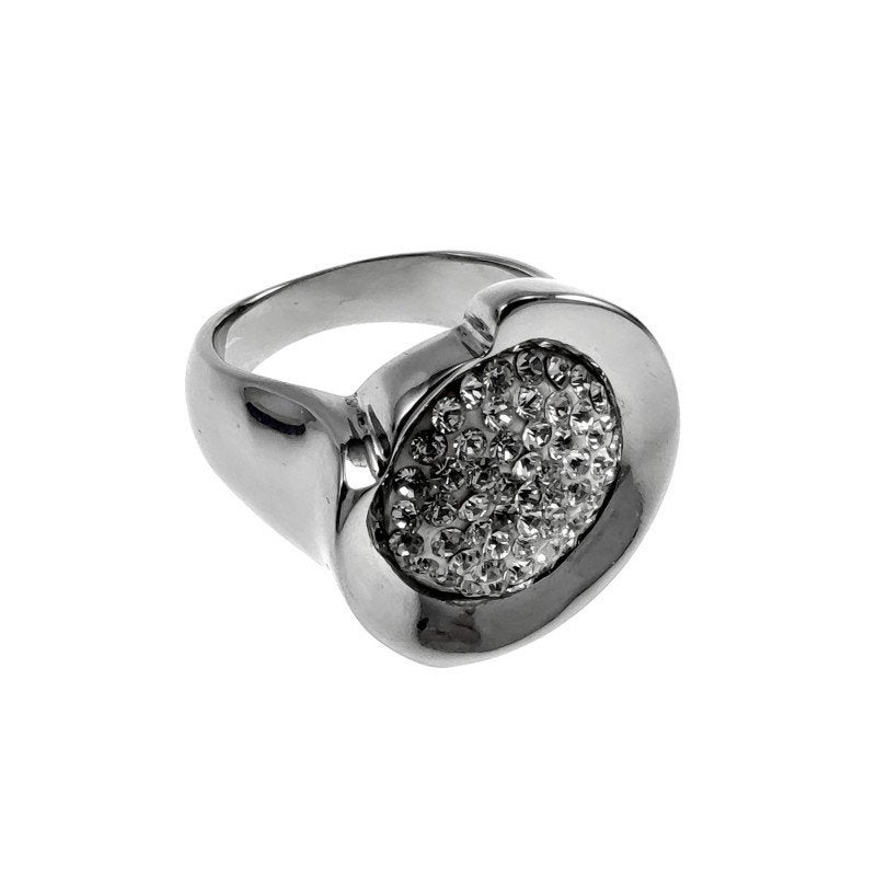 Grote Ring Dames Gepolijst RVS Ring met Zirkonias Steentjes, Sieraden, Tassen en Uiterlijk, Ringen, Met kristal, Birgitta-Gracht 33, 6465 EL Kerkrade, Nederland