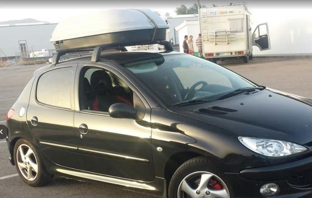 Bagagebox incl Dakdragers voor een Peugeot 206, Auto diversen, Dakkoffers, Ophalen of Verzenden, Gebruikt