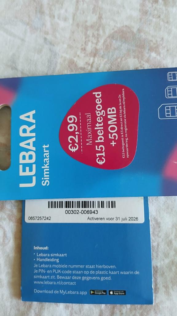 MOOI NUMMER LEBARA PREPAID 06-572-572-42, Ophalen of Verzenden, Nieuw, KPN, Simkaart